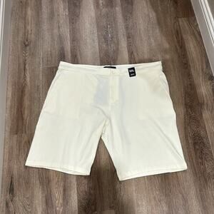 Men’s Jeff Shorts Size XXL in Cream 90% Cotton 10% Polyester Button n Drawstring